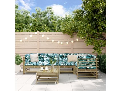 vidaXL 6-dielna záhradná sedacia súprava a vankúše impreg. borovica