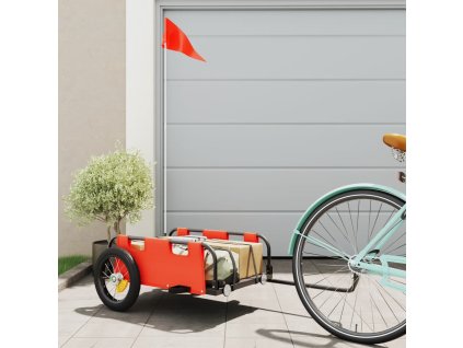 vidaXL Príves na bicykel, oranžový, oxfordská látka, železo