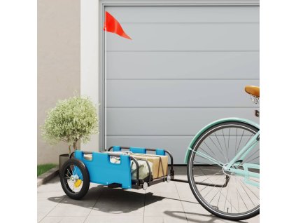 vidaXL Príves na bicykel, modrý, oxfordská látka, železo