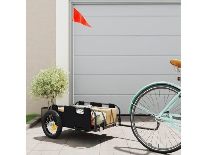 vidaXL Príves na bicykel, čierny, oxfordská látka, železo