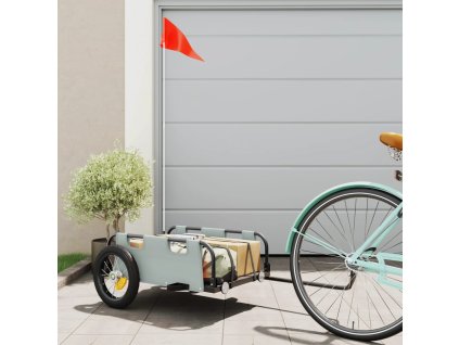 vidaXL Príves na bicykel, sivý, oxfordská látka, železo