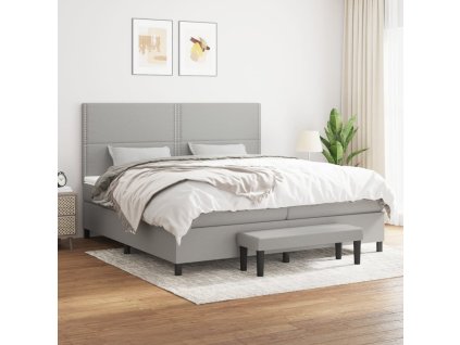 vidaXL Posteľný rám boxsping s matracom bledosivý 200x200 cm látka