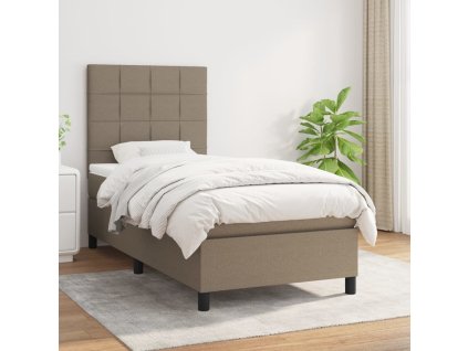 vidaXL Posteľný rám boxspring s matracom sivohnedý 90x190 cm látka