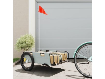 vidaXL Príves na bicykel, sivý, oxfordská látka, železo