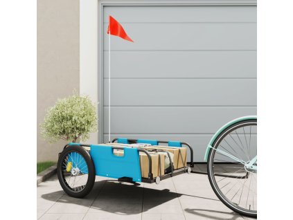 vidaXL Príves na bicykel, modrý, oxfordská látka, železo