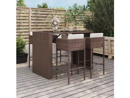 vidaXL 5-dielna záhradná jedálenská súprava hnedá polyratan