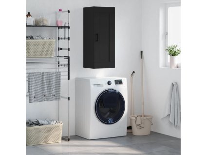 vidaXL Nástenná skrinka čierna 34,5x34x90 cm kompozitné drevo