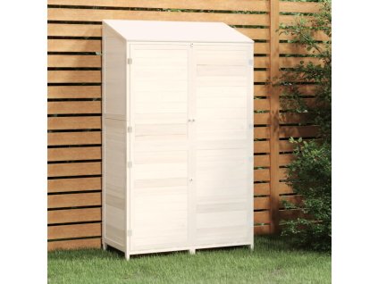 vidaXL Záhradná kôlňa biela 102x52x174,5 cm masívne jedľové drevo