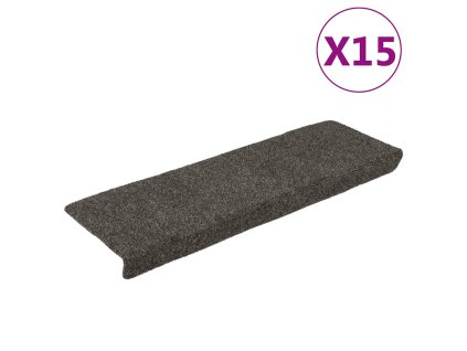 vidaXL Schodové rohože, samolepiace, 15 ks, 65x21x4 cm, antracitové, s obdĺžnikovým okrajom