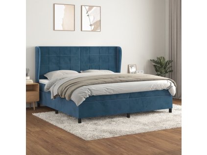 vidaXL Posteľný rám boxsping s matracom tmavomodrý 200x200 cm zamat