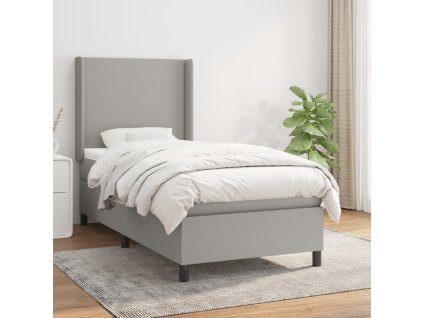 vidaXL Posteľný rám boxsping s matracom bledosivý 90x190 cm látka