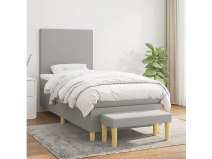 vidaXL Posteľný rám boxsping s matracom bledosivý 90x190 cm látka