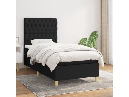 vidaXL Posteľný rám boxspring s matracom čierny 90x190 cm látka