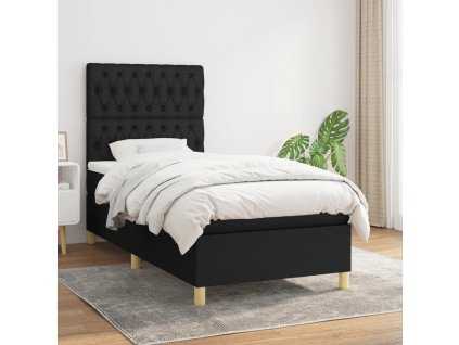 vidaXL Posteľný rám boxspring s matracom čierny 90x200 cm látka