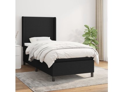 vidaXL Posteľný rám boxspring s matracom čierny 90x190 cm látka