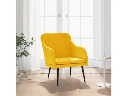 vidaXL Kreslo žlté 63x76x80 cm zamat