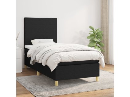 vidaXL Posteľný rám boxspring s matracom čierny 90x190 cm látka