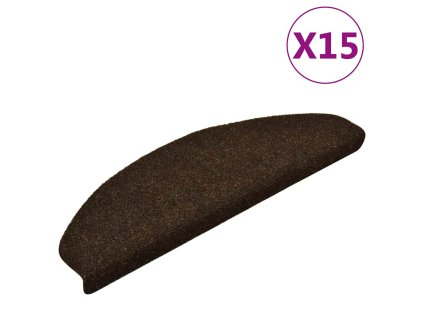 vidaXL Schodové rohože, samolepiace, 15 ks, 65x21x4 cm, hnedé, polkruhové, veľké