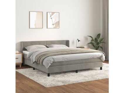 vidaXL Posteľný rám boxsping s matracom bledosivý 160x200 cm zamat