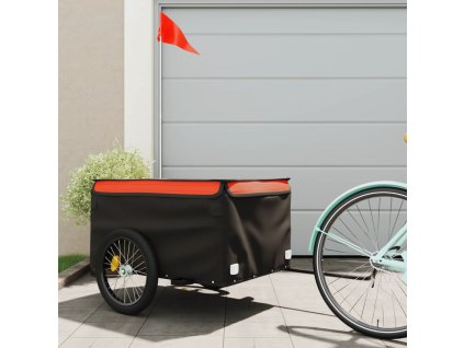 vidaXL Vozík za bicykel, čierno oranžový 45 kg, železo
