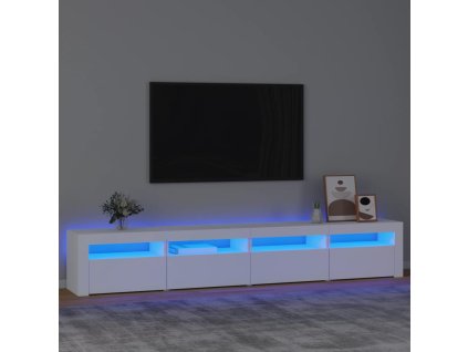 vidaXL TV skrinka s LED svetlami biela 240x35x40 cm