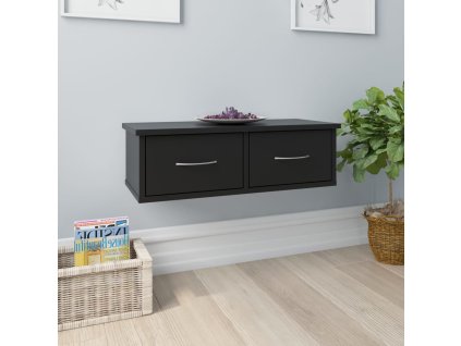 vidaXL Nástenná polica so zásuvkami, čierna 60x26x18,5 cm