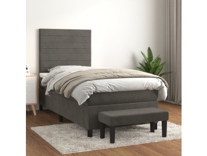vidaXL Posteľný rám boxspring s matracom tmavosivý 100x200 cm zamat