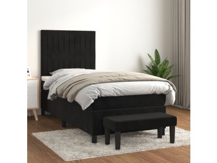 vidaXL Posteľný rám boxspring s matracom čierny 90x200 cm zamat