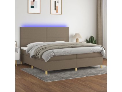 vidaXL Posteľ boxsping s matracom a LED sivohnedá 200x200 cm látka