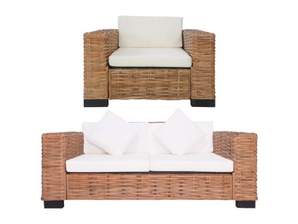 vidaXL 2-dielna sedacia súprava s vankúšmi prírodný ratan