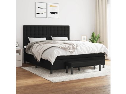 vidaXL Posteľný rám boxspring s matracom čierny 180x200 cm látka