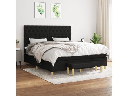 vidaXL Posteľný rám boxspring s matracom čierny 160x200 cm látka