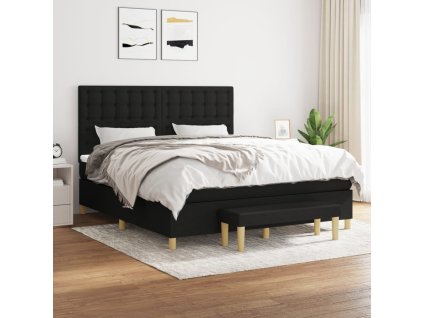 vidaXL Posteľný rám boxspring s matracom čierny 180x200 cm látka