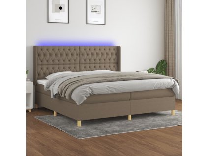 vidaXL Posteľ boxsping s matracom a LED sivohnedá 200x200 cm látka