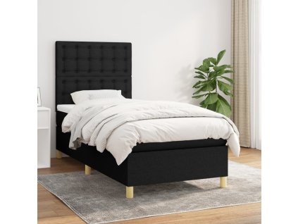 vidaXL Posteľný rám boxspring s matracom čierny 90x200 cm látka