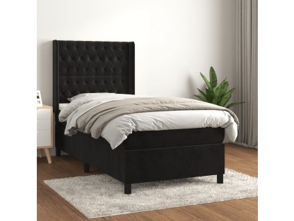 vidaXL Posteľný rám boxspring s matracom čierny 90x200 cm zamat