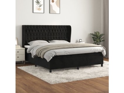 vidaXL Posteľný rám boxspring s matracom čierny 180x200 cm zamat