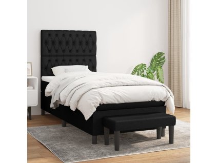 vidaXL Posteľný rám boxspring s matracom čierny 90x190 cm látka