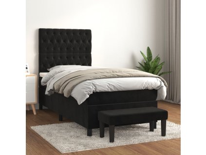 vidaXL Posteľný rám boxspring s matracom čierny 100x200 cm zamat