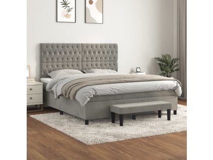 vidaXL Posteľný rám boxsping s matracom bledosivý 180x200 cm zamat