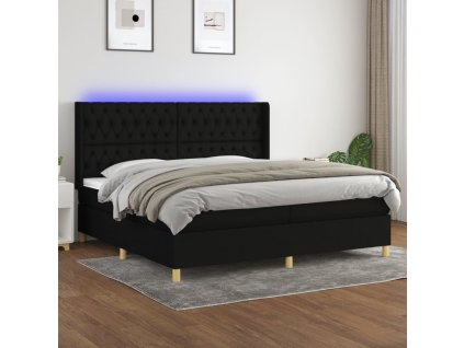vidaXL Posteľ boxsping s matracom a LED čierna 200x200 cm látka