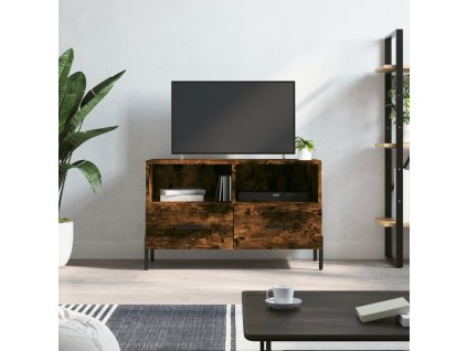 vidaXL TV skrinka dymový dub 80x36x50 cm spracované drevo