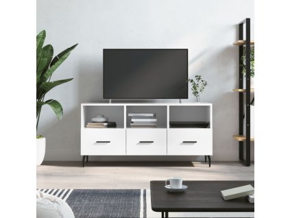vidaXL TV skrinka lesklá biela 102x36x50 cm spracované drevo