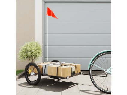 vidaXL Príves na bicykel, čierny 135x68x37 cm, železo