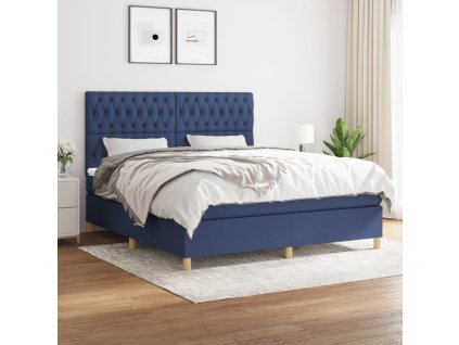 vidaXL Posteľný rám boxspring s matracom modrý 180x200 cm látka