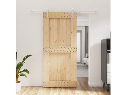 vidaXL Posuvné dvere so sadou kovania 95x210 cm borovicový masív