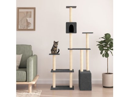 vidaXL Škrabadlo pre mačky so sisalovými stĺpikmi tmavosivé 180 cm