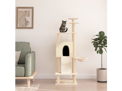 vidaXL Škrabadlo pre mačky so sisalovými stĺpikmi krémové 153 cm
