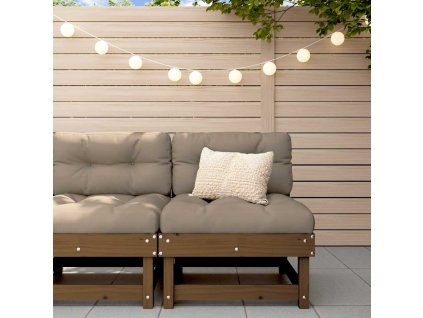 vidaXL Stredová pohovka s podložkami medovo-hnedá borovicový masív