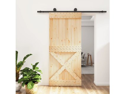 vidaXL Posuvné dvere so sadou kovania 95x210 cm borovicový masív